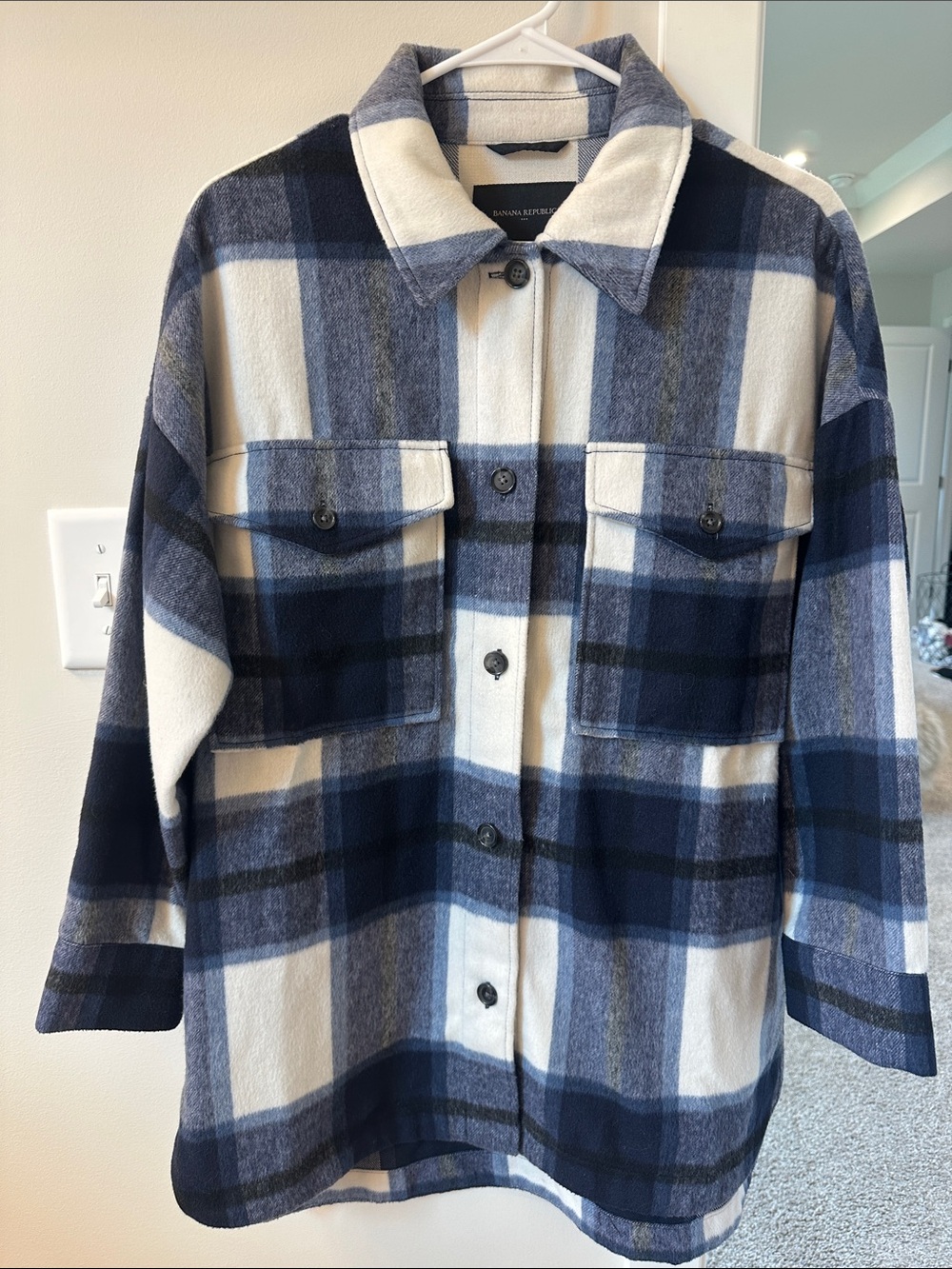 Banana Republic Blue and White Plaid Shacket
